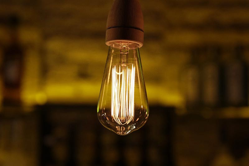 a light bulb in a bar