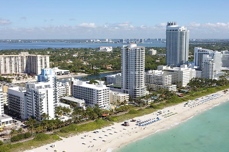 aerial shot of miami beach florida