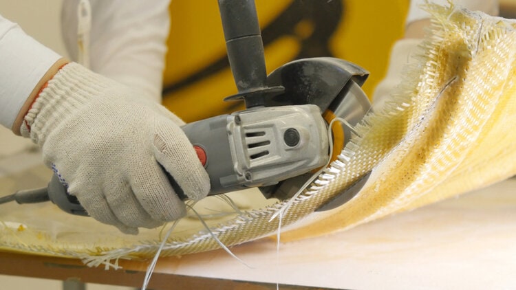 angle grinder cutting fiberglass