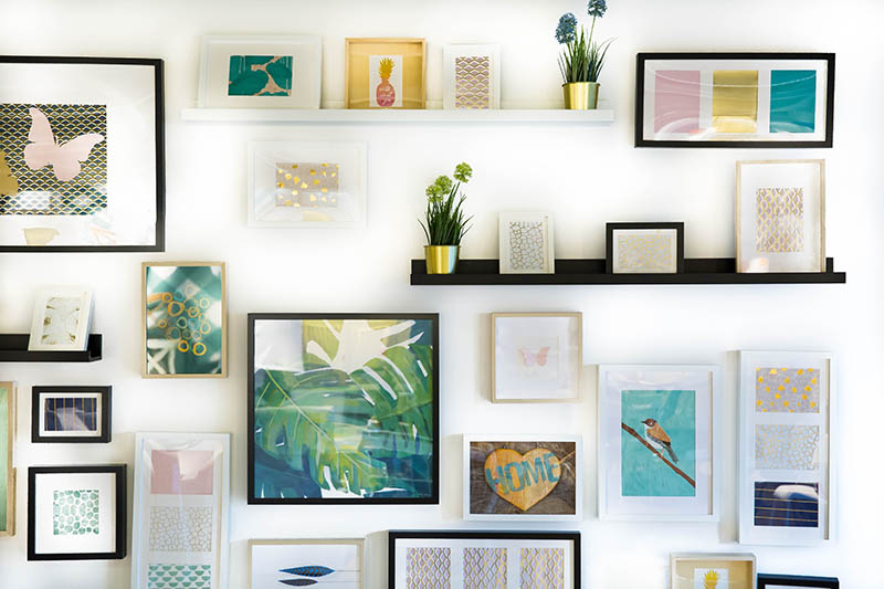 bunch of painting on walls