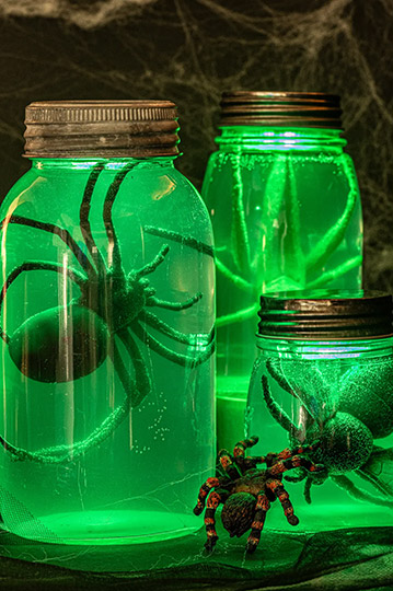 diy creepy glowing halloween specimen jars