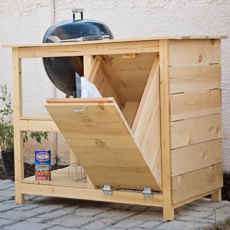diy kettle grill island or potting bench