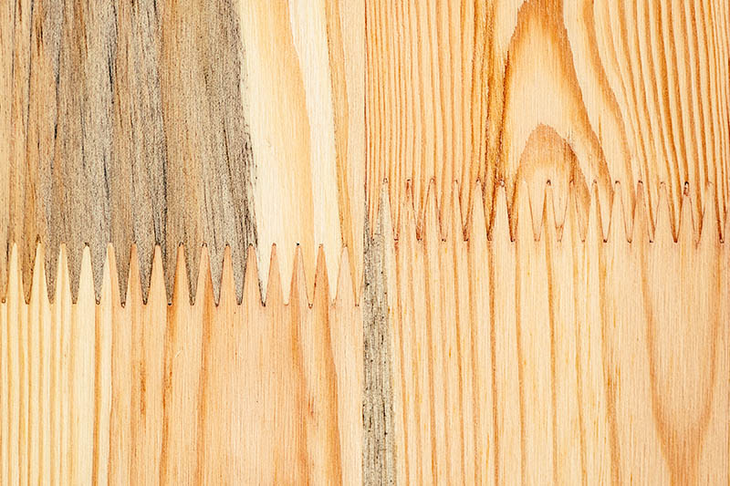 Finger joint pine wood up close