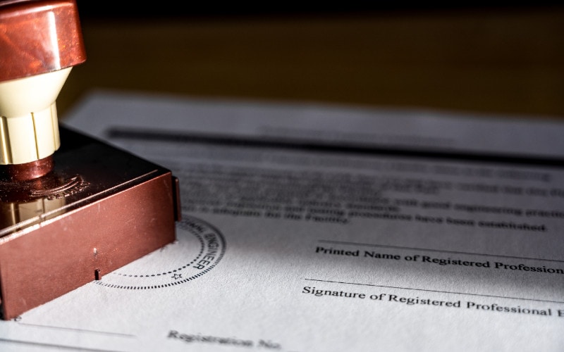 generic professional license with document stamp