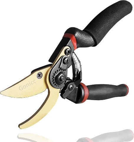 gonicc 8.5" Professional Rotating Bypass Titanium Coated Pruning Shears