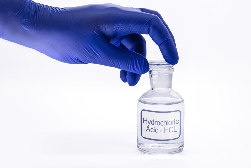 hydrochloric acid in bottle