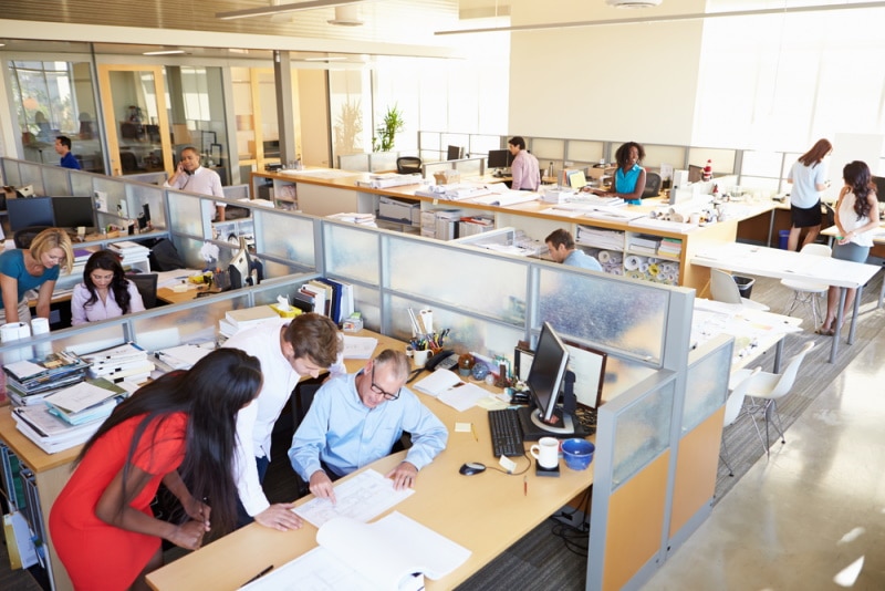 interior of a busy office