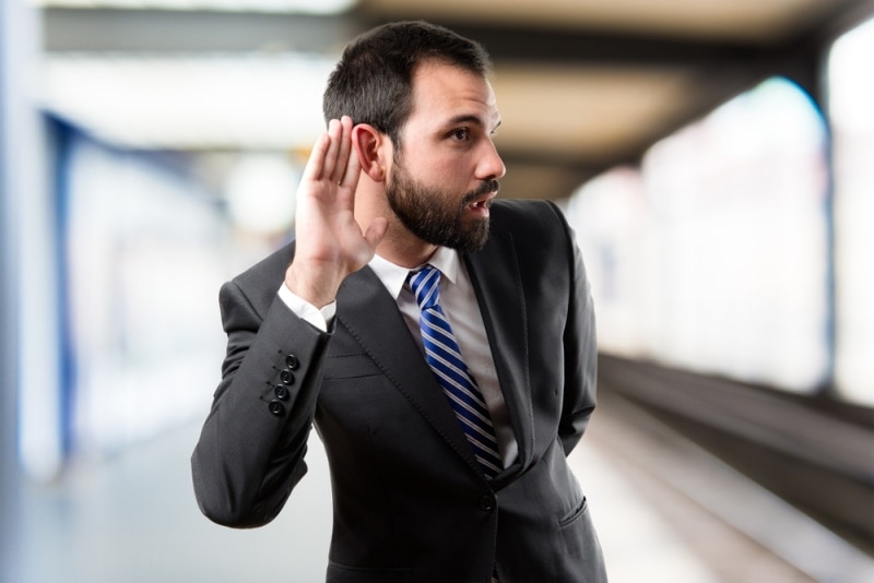man hearing something