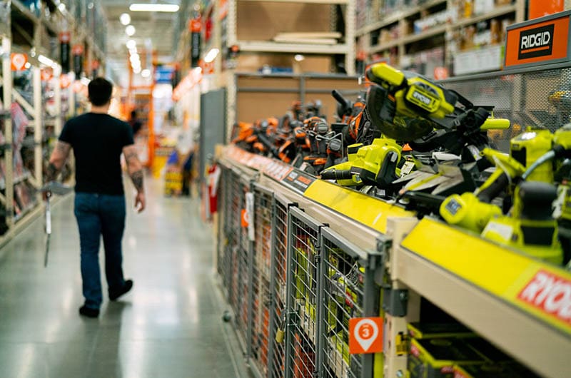 man shopping at home depot