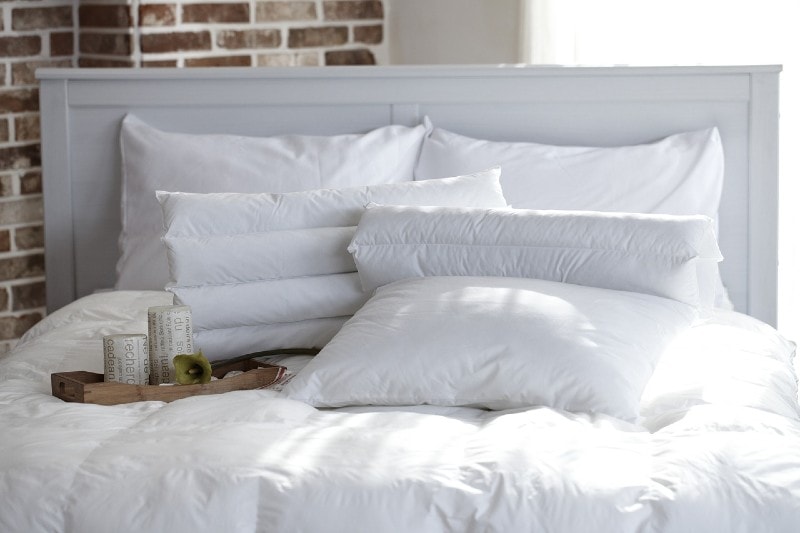 pillows on the bed