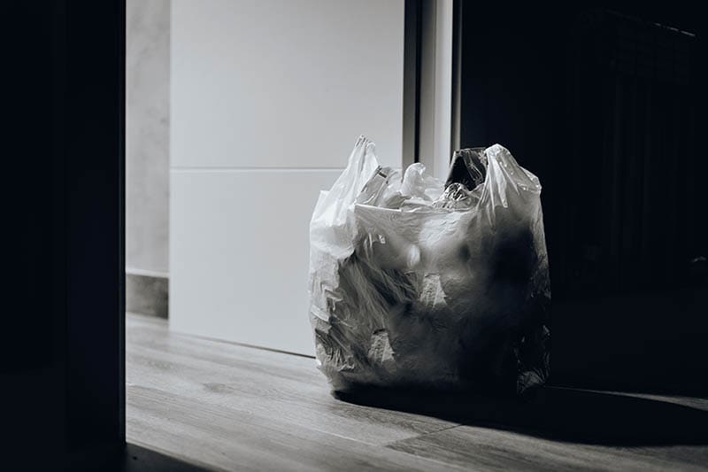 plastic bag near door