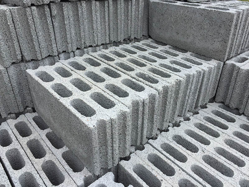 Stacks of concrete blocks