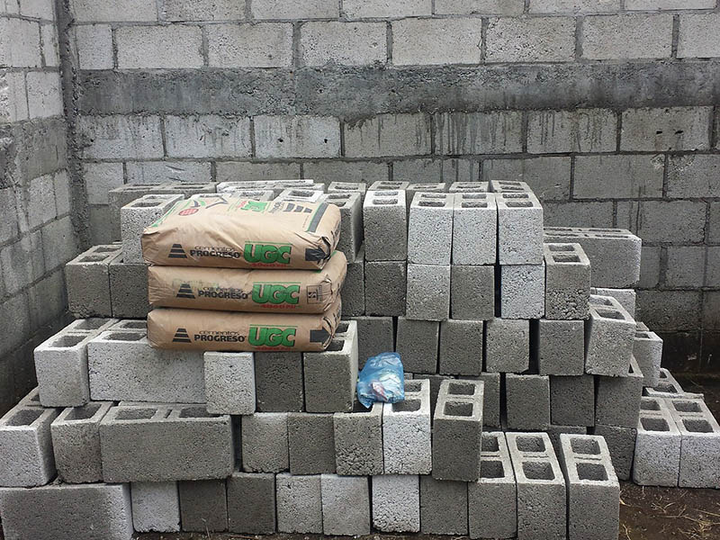stacks of concrete blocks