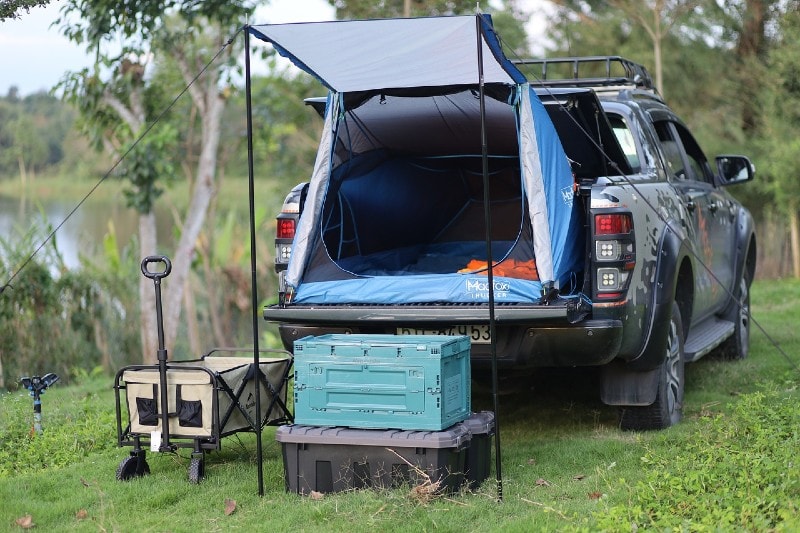 truck tent used for camping outdoors