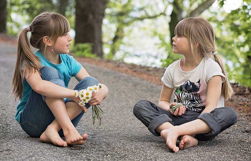 two girls talking