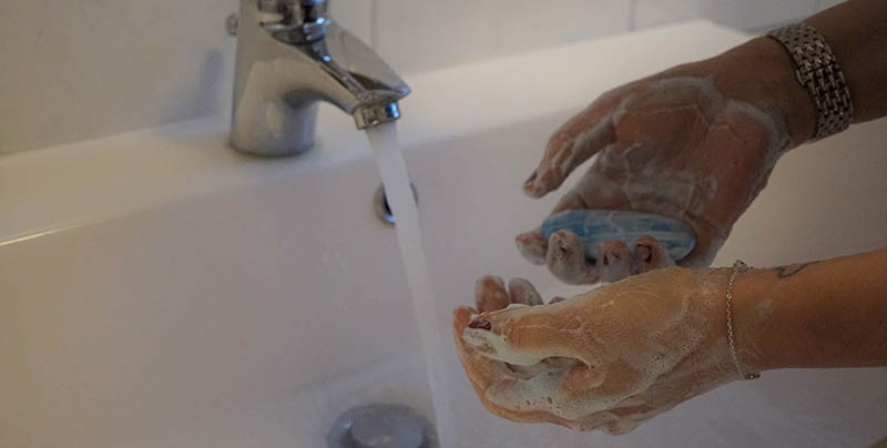 washing hands with soap