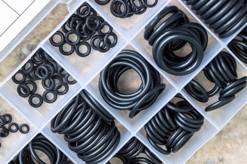 A set of rubber sealing gaskets or rubber o rings