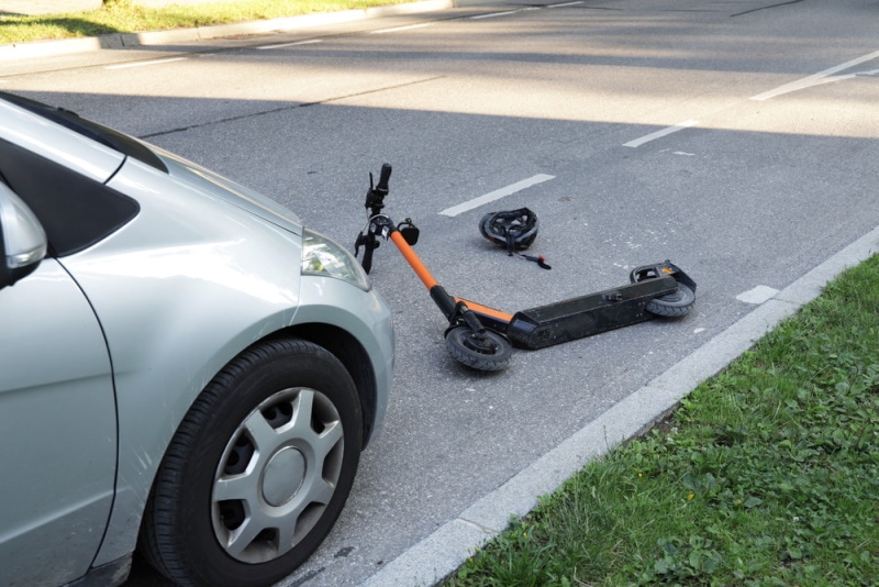 Accident involving car and scooter