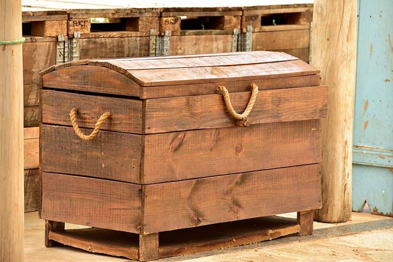 Antique wooden chest used as decoration