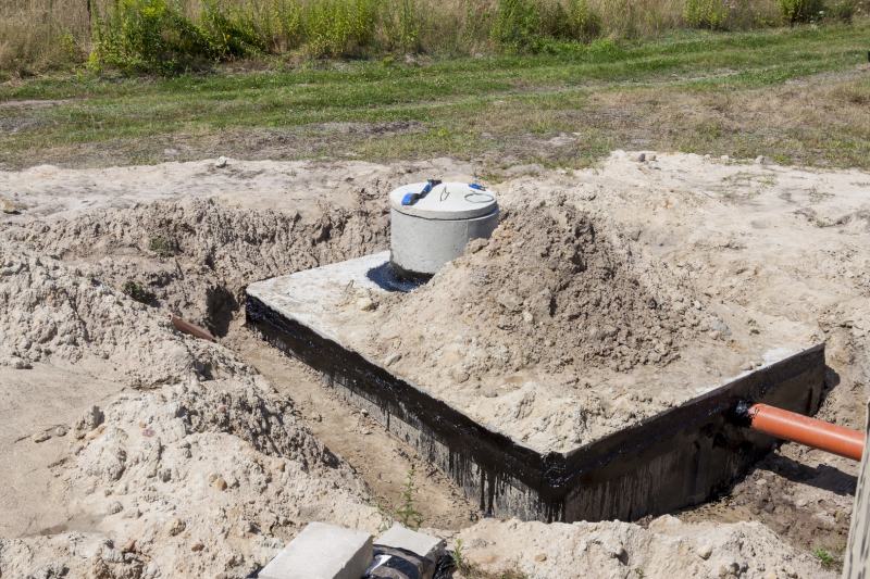 Concrete septic tank in construction site