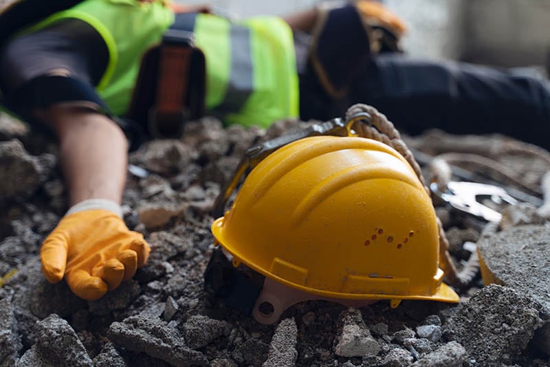 Construction worker has an accident while working