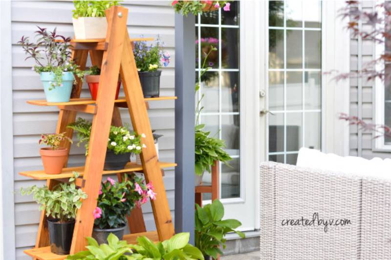 DIY a-frame folding plant stand