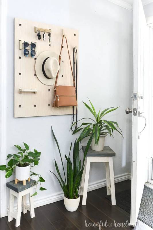 DIY modular entryway organizer from plywood