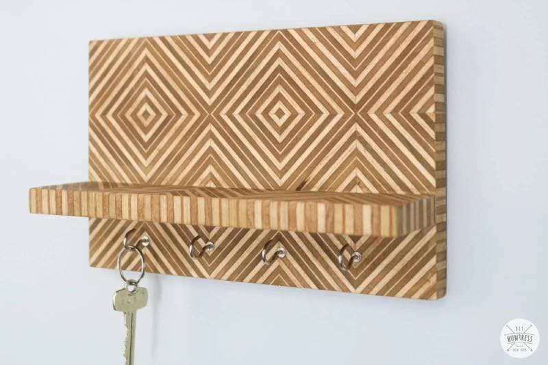 DIY patterned plywood key holder