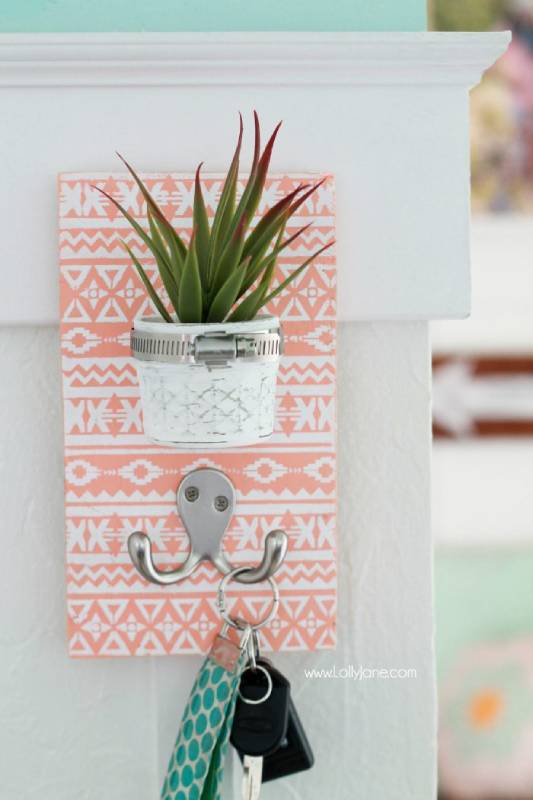 DIY succulent key holder