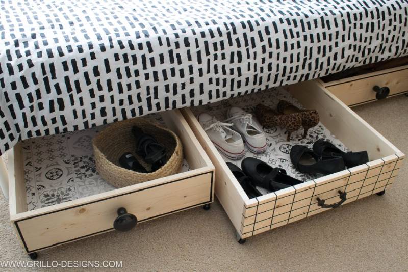 DIY under bed boot (or shoe) storage