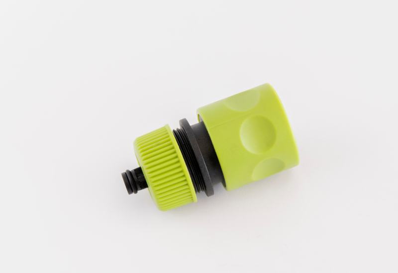 Green garden water hose plastic connector