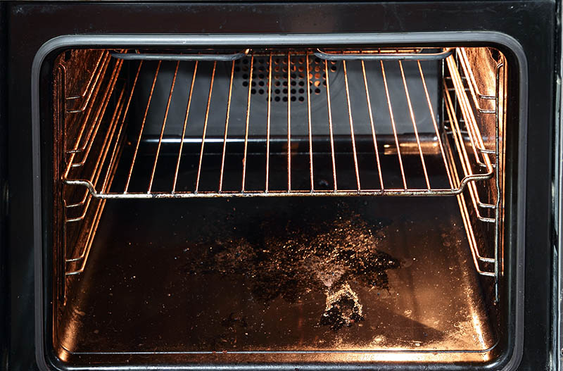 Inside a dirty oven
