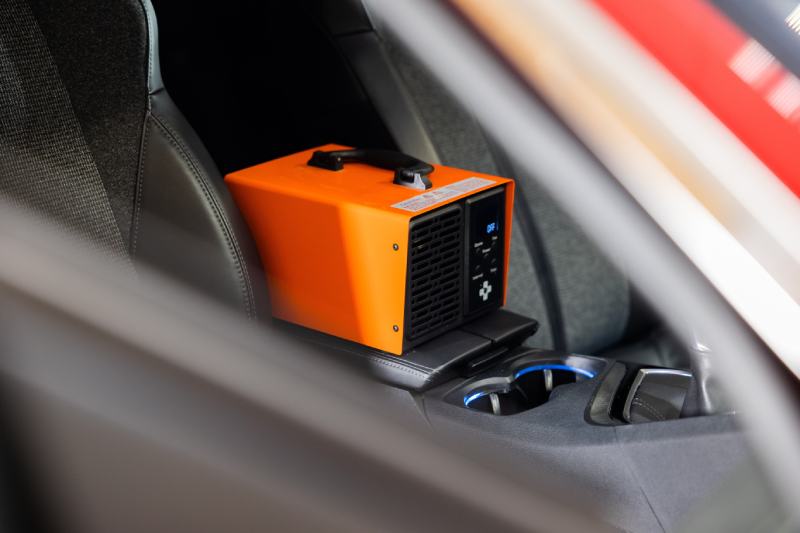Ozone machine treatment in car