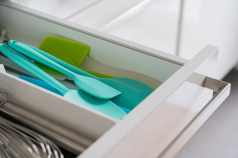 Silicone kitchen ware in cabinet
