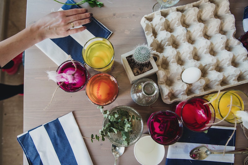 Table with egg carton