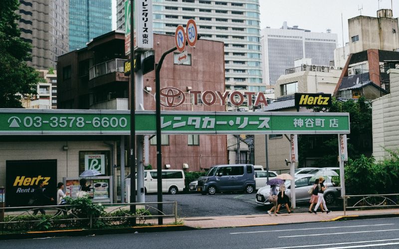 Toyota signage in front of commercial buildings