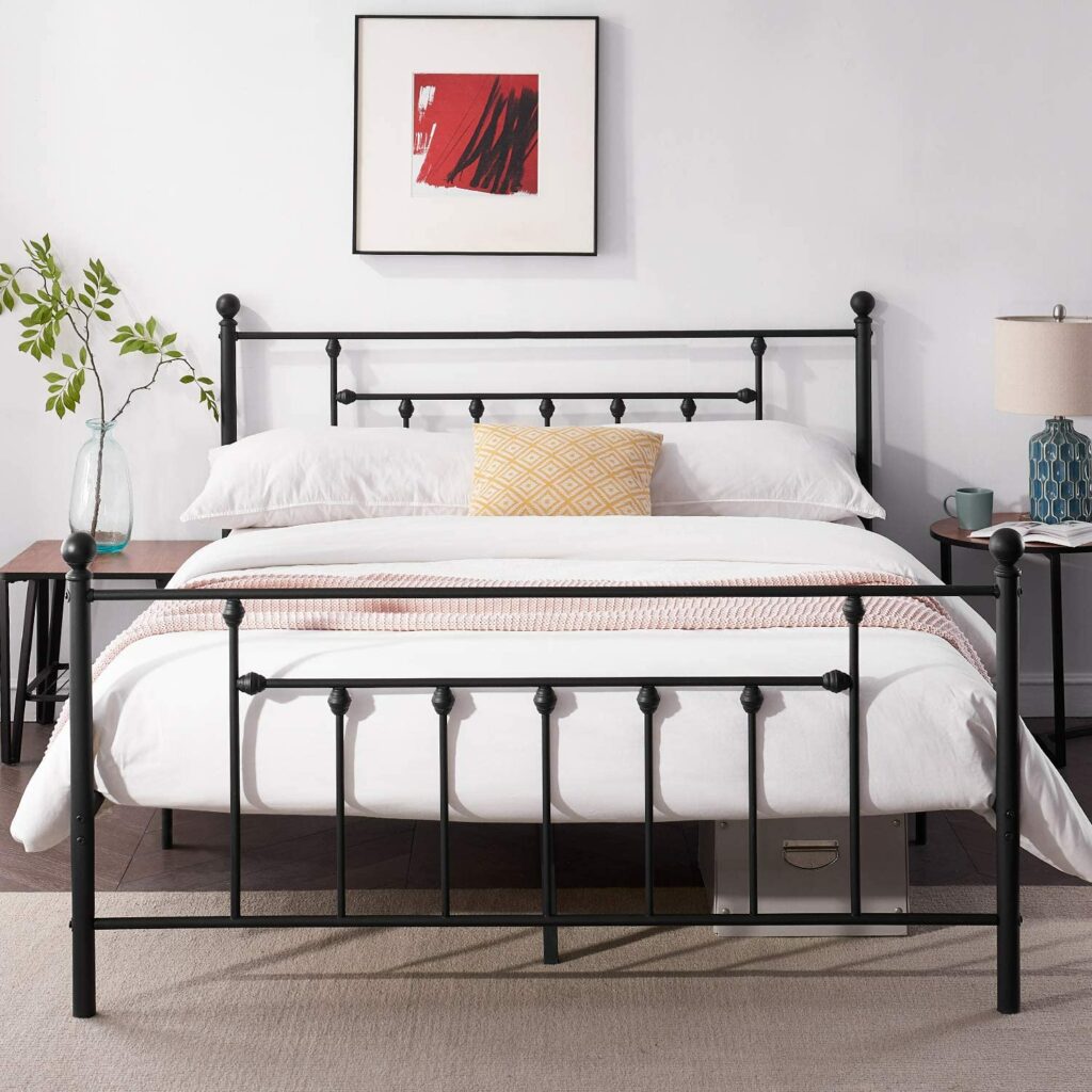 VECELO Queen Size Metal Bed Frame with Headboard and Footboard