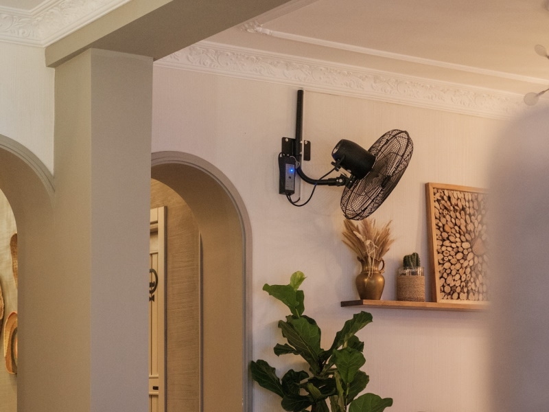 Wall fan in the hallway