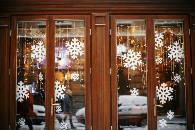 Window with christmas decorations