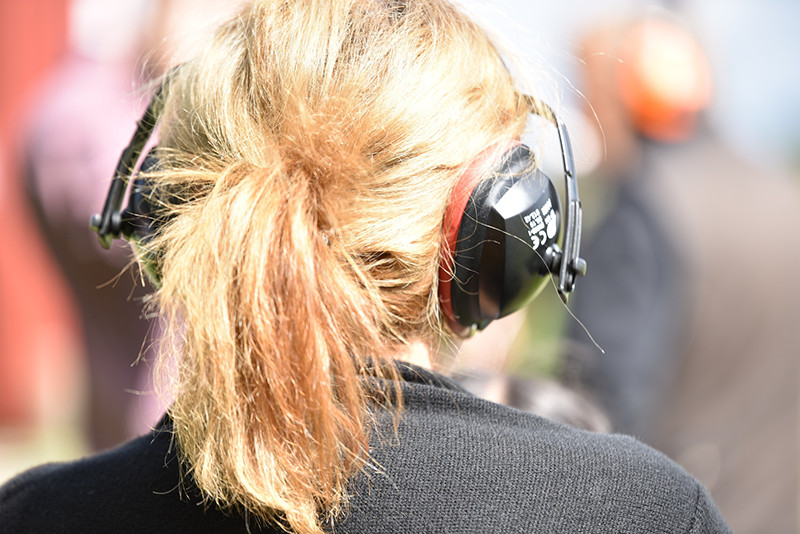 Woman wearing hearing protection
