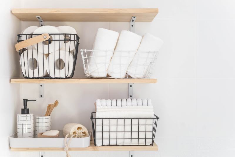 Wooden Hanging Shelves With Containers