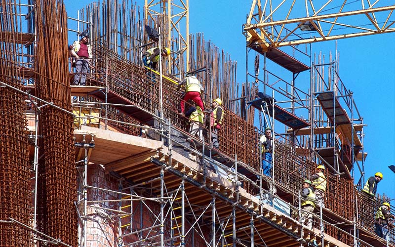 Workers at the construction site