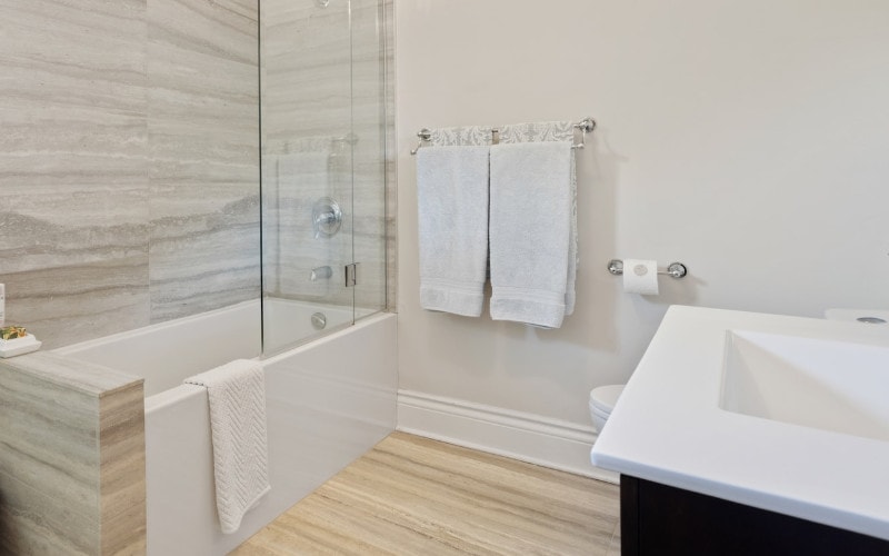 a bright bathroom