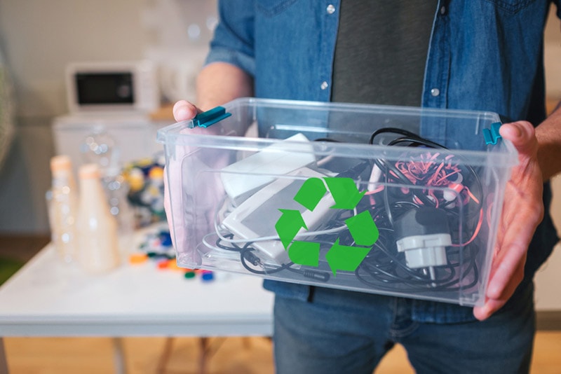 an electronic waste in recycling container