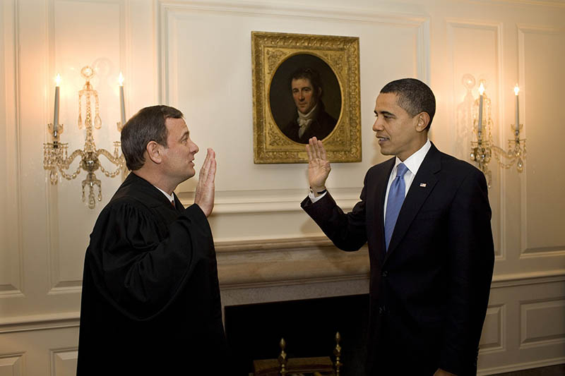 barack obama taking oath at the white house