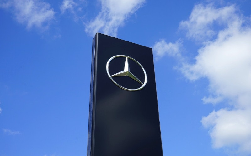 black mercedes benz signage