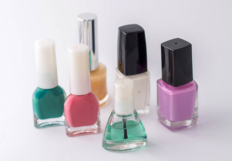 bottles of nail polishes