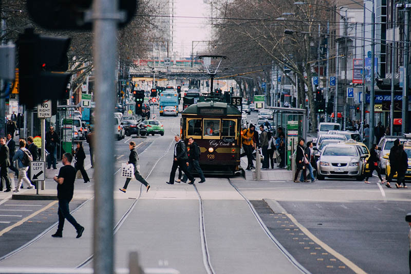 busy street in Melbourne