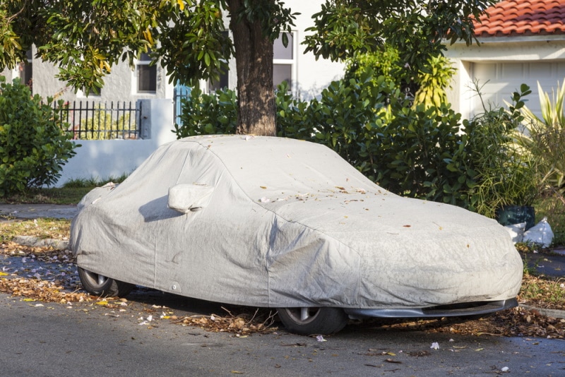 car with protective cover