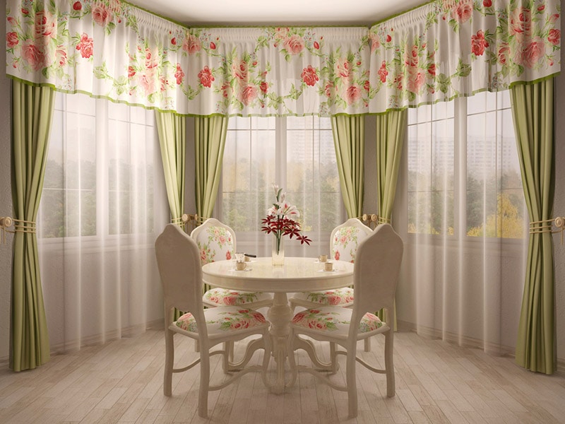 dining table near the bay window